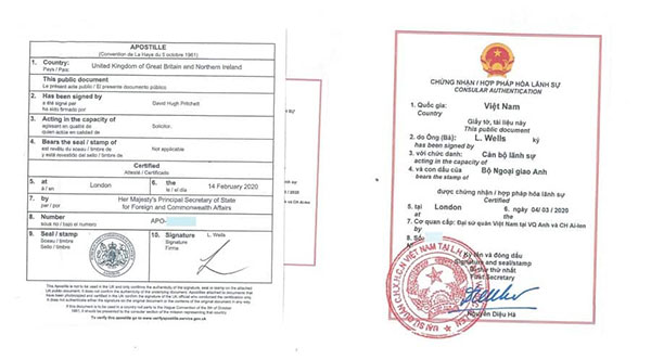 Mẫu chứng nhận lãnh sự cho khách hàng tại Vinh, Nghệ An